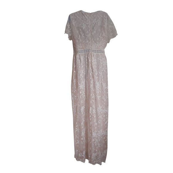 Baltic Born Boho Lace Dress Nude Mesh Floral Embroidered Romantic Bridal Beach L - Picture 2 of 16